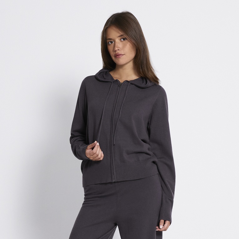 Knit zip hoodie "Jennifer" Antracit
